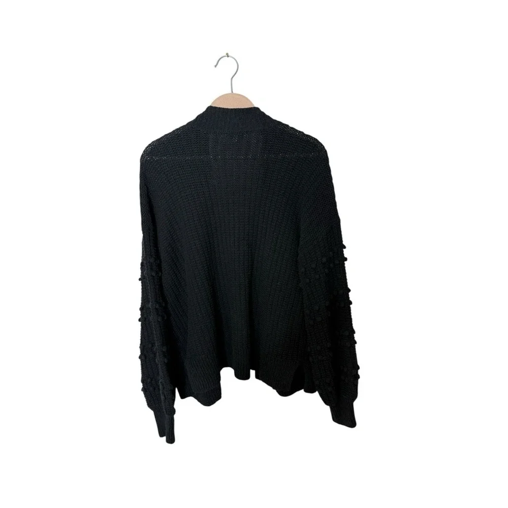 Madewell Women  Bobble Cardigan Sweater Size S Black Open Front Balloon Sleeve‎
